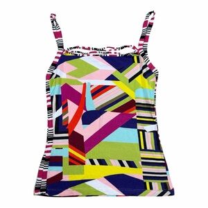 Christian Lacroix Graphic Geometric Print Tank Top Multicolor Designer Medium
